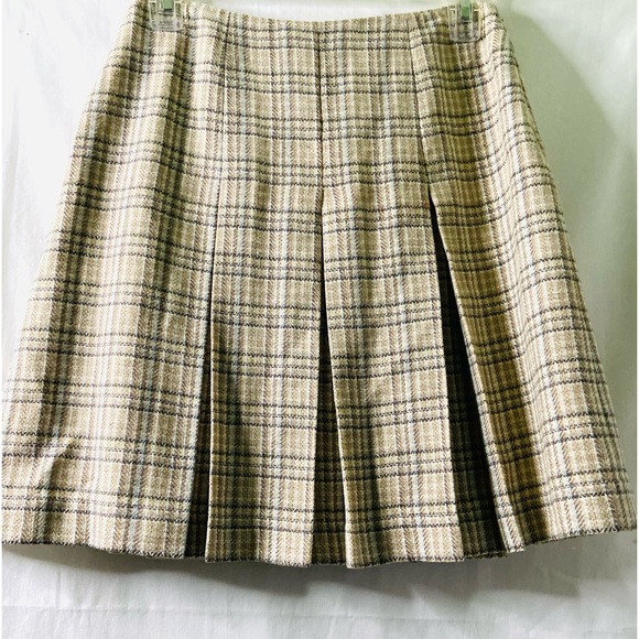 VNTG Petite Sophisticates  pleated plaid wool blend mini skirt  SZ  0 - Picture 1 of 8